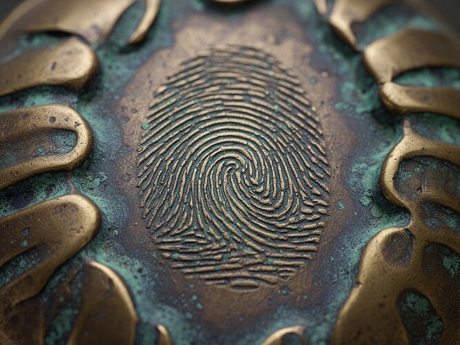 Oxidiertes Messing mit Fingerabdruckmuster