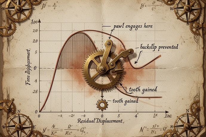 A hysteresis loop merged with a brass ratchet mechanism