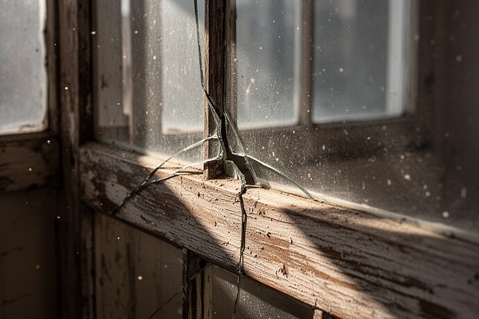 構造における永久的な変形としてのひび割れ、数十年の使用の目に見える証拠