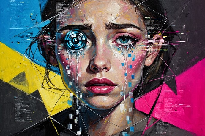 赛博立体主义哭泣的女人