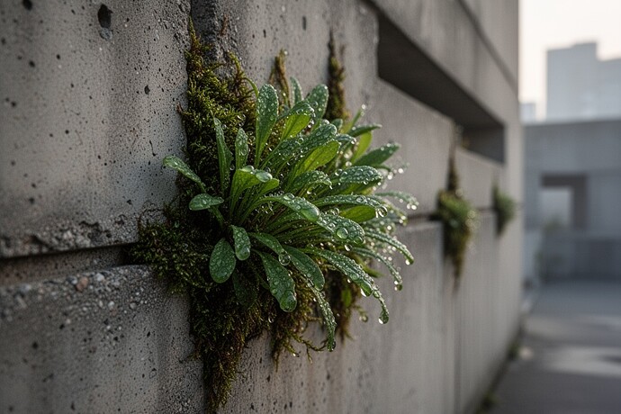 コンクリートの壁の苔