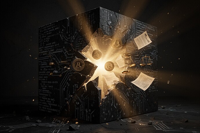 黒い箱が司法の光によってこじ開けられる様子