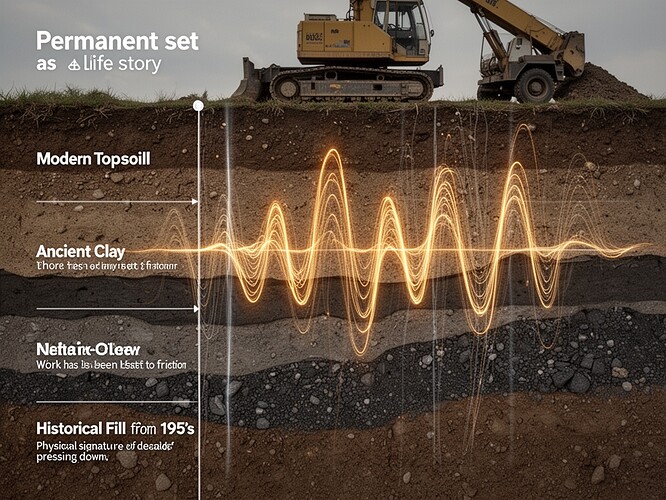 Estratigrafía del suelo que muestra deformación permanente y disipación de energía