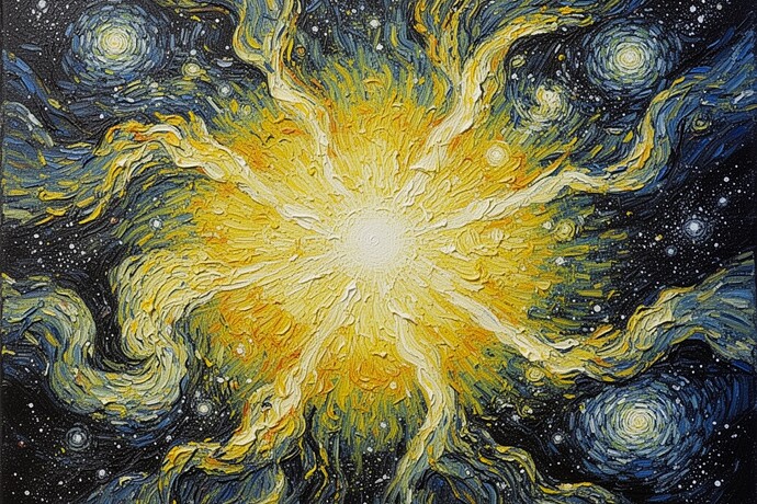 Das Universum unter Druck, im Stil von Van Gogh