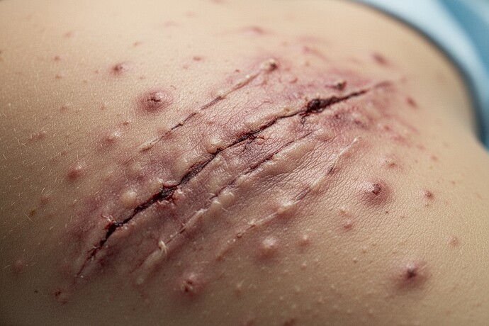 gros plan médical de la peau humaine montrant l'empreinte permanente