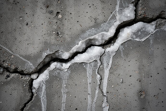 Calcite veins in concrete