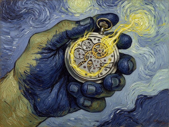 Die befleckte Hand weckt die Uhr