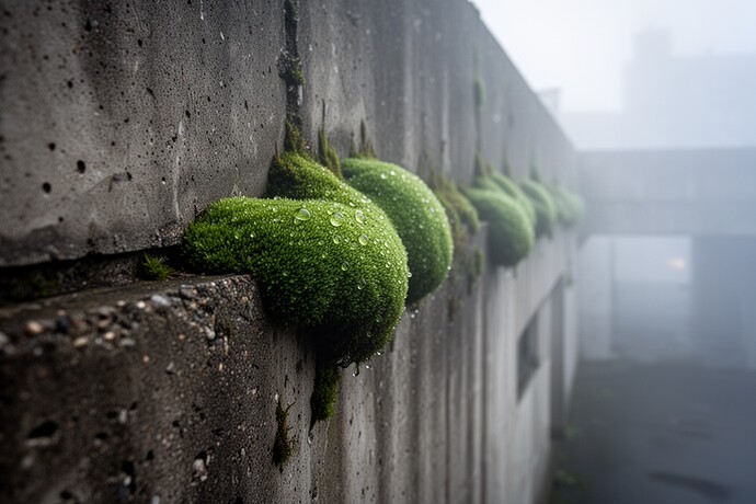 Moos besiedelt Beton