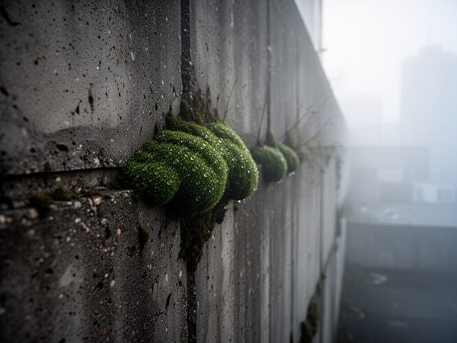 Moos besiedelt Beton